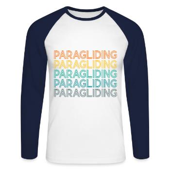Retro Graphic Paragliding Paraglider Parachute Sky - Unisex Baseballshirt langarm - Weiß/Navy - Vorne - Nik (191cm)