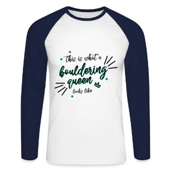 This Is What A Bouldering Queen Looks Like Boulder - Unisex Baseballshirt langarm - Weiß/Navy - Vorne - Nik (191cm)