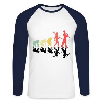 Joueur de hautbois Oboe Evolution Marching Band Instrumen - T-shirt baseball manches longues Homme - blanc/marine - Devant - Nik (191cm)