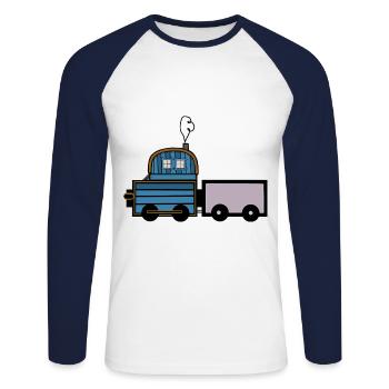 Train Train Locomotive Travel Trains - Unisex Long Sleeve Baseball T-Shirt - white/navy - Front - Nik (191cm)