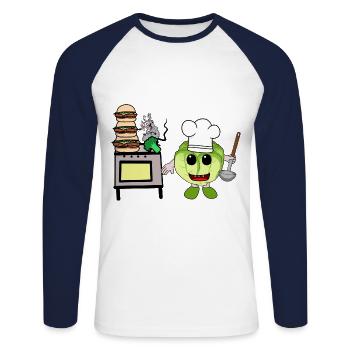 chou cuisinier cuisiniers cuisinier cuisinier hôte cuisine - T-shirt baseball manches longues Homme - blanc/marine - Devant - Nik (191cm)