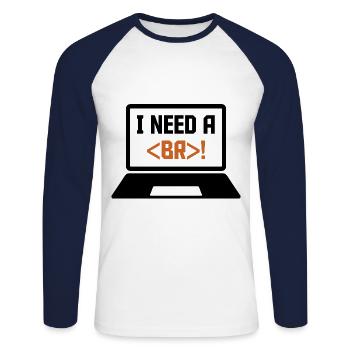 I Need A Break Coding Programming Computer Scienti - Unisex Baseballshirt langarm - Weiß/Navy - Vorne - Nik (191cm)