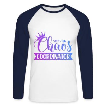 Chaos Coordinator Babysitting Daycare Provider Pre - Unisex Baseballshirt langarm - Weiß/Navy - Vorne - Nik (191cm)