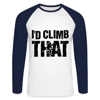 I'd Climb That Rock Climbing Bouldering Climber Ro - Unisex Long Sleeve Baseball T-Shirt - white/navy - Front - Nik (191cm)