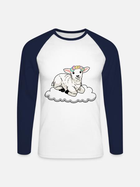 Schaf Schafe - Unisex Baseballshirt langarm - Weiß/Navy