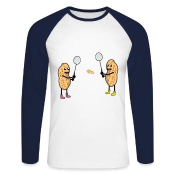 Funny Peanut Tennis Tennis Player Peanuts Sports - Unisex Long Sleeve Baseball T-Shirt - white/navy - Front - Nik (191cm)