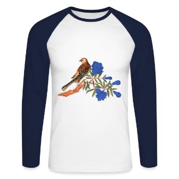 Bird Birds Wild Animal Garden Nature Conservation Animal Welfare - Unisex Long Sleeve Baseball T-Shirt - white/navy - Front - Nik (191cm)