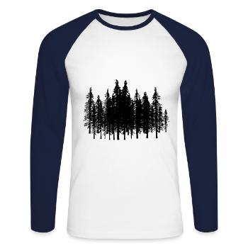 Forest Trees Tree Nature Wilderness Fir Fir Eco - Unisex Long Sleeve Baseball T-Shirt - white/navy - Front - Nik (191cm)