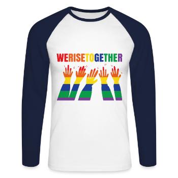 We Rise Together Bisexual Gay Trans Queer Lgbtq Ra - Unisex Baseballshirt langarm - Weiß/Navy - Vorne - Nik (191cm)