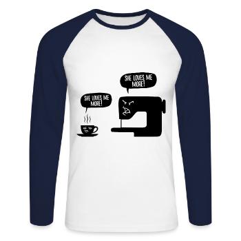 Funny Graphic Knitting Wool Quilting Stitching Sew - Unisex Baseballshirt langarm - Weiß/Navy - Vorne - Nik (191cm)
