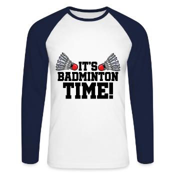 It's Badminton Time Graphic Badminton Player Shutt - Unisex Baseballshirt langarm - Weiß/Navy - Vorne - Nik (191cm)