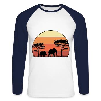 Retro Graphic Animal Keeper Zoo Keeper Animal Love - Unisex Baseballshirt langarm - Weiß/Navy - Vorne - Nik (191cm)