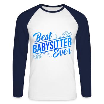 Best Babysitter Ever Daycare Provider Babysitting - Unisex Baseballshirt langarm - Weiß/Navy - Vorne - Nik (191cm)