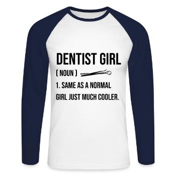 Dentiste Fille Identique À Une Fille Normale Juste Beaucoup Plus Cool - T-shirt baseball manches longues Homme - blanc/marine - Devant - Nik (191cm)