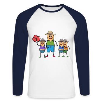 Cacahuète Papa Père Enfants Parent célibataire - T-shirt baseball manches longues Homme - blanc/marine - Devant - Nik (191cm)