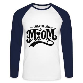 Triathlon Mama Schwimmen Rad Laufen Triathletin Mutter - Unisex Baseballshirt langarm - Weiß/Navy - Vorne - Nik (191cm)