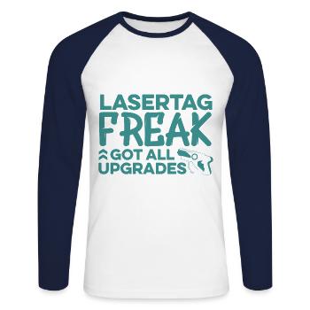 Lasertag Freak Got All The Upgrades Lasertag Playe - Unisex Baseballshirt langarm - Weiß/Navy - Vorne - Nik (191cm)