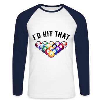 Id Hit That Billard Player Pool Billard Snooker Po - Unisex Long Sleeve Baseball T-Shirt - white/navy - Front - Nik (191cm)