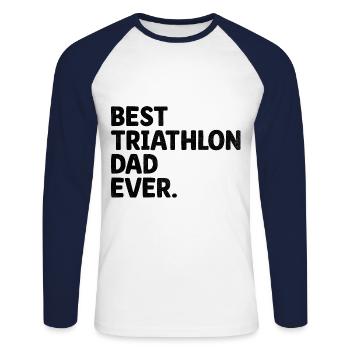 Meilleur papa de triathlon de tous les temps Nager Vélo Course Triathlète F - T-shirt baseball manches longues Homme - blanc/marine - Devant - Nik (191cm)