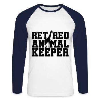 Retired Animal Keeper Animal Lover Zoologist Zoo K - Unisex Baseballshirt langarm - Weiß/Navy - Vorne - Nik (191cm)