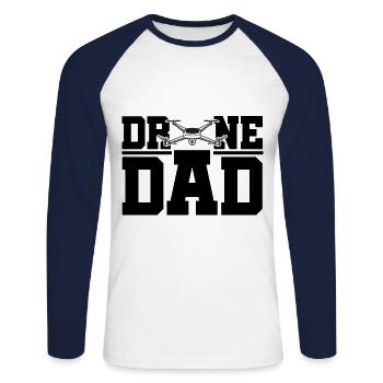 Drone Dad Graphic Drone Flying Quadcopter Pilot RC - Unisex Long Sleeve Baseball T-Shirt - white/navy - Front - Nik (191cm)
