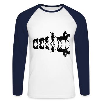 Pferdefotografie Reiten Evolution Foto - Unisex Baseballshirt langarm - Weiß/Navy - Vorne - Nik (191cm)