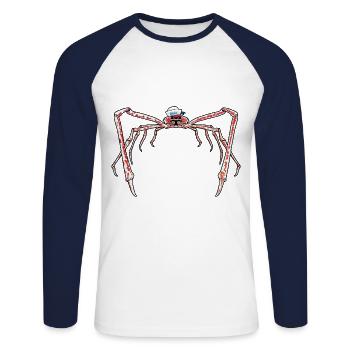 Seespinne Matrose Seemann Krebstiere Krabbe - Unisex Baseballshirt langarm - Weiß/Navy - Vorne - Nik (191cm)