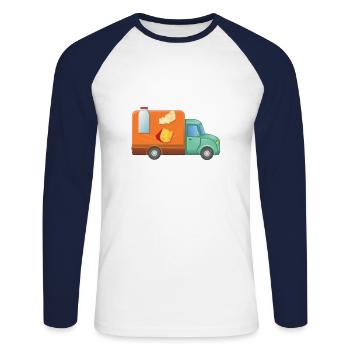 Delivery Service Milk Cart - Unisex Long Sleeve Baseball T-Shirt - white/navy - Front - Nik (191cm)