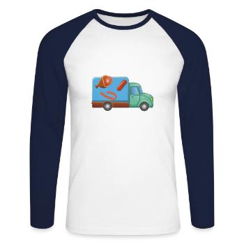 Delivery service meat and sausage cart - Unisex Long Sleeve Baseball T-Shirt - white/navy - Front - Nik (191cm)