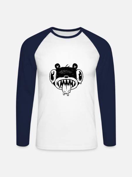 Monster - Unisex Baseballshirt langarm - Weiß/Navy