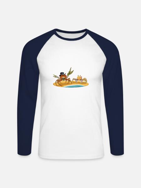 Crab with Girlfriend - Engagement Gift - Unisex Long Sleeve Baseball T-Shirt - white/navy