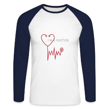 Arzt - Unisex Baseballshirt langarm - Weiß/Navy - Vorne - Nik (191cm)