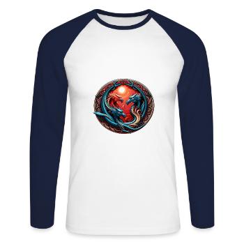 DRAGON FIGHT SYMBOL - Unisex Baseballshirt langarm - Weiß/Navy - Vorne - Nik (191cm)