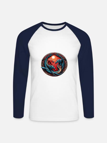 DRAGON FIGHT SYMBOL - Unisex Baseballshirt langarm - Weiß/Navy