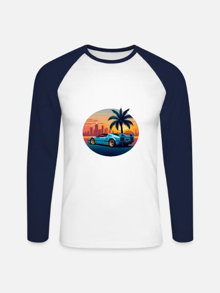 MIAMI RACECAR - Unisex Baseballshirt langarm - Weiß/Navy