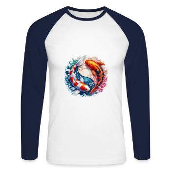Koi carp - Unisex Long Sleeve Baseball T-Shirt - white/navy - Front - Nik (191cm)