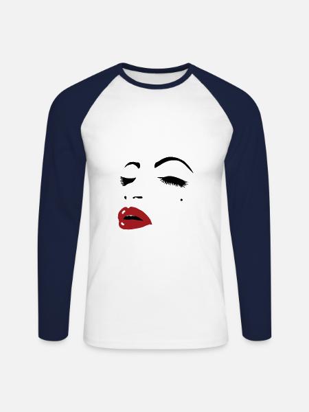Visage femme - T-shirt baseball manches longues Homme - blanc/marine