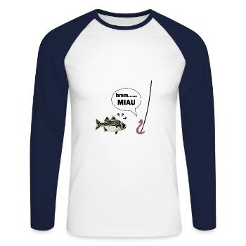 Angler lustig - Unisex Baseballshirt langarm - Weiß/Navy - Vorne - Nik (191cm)