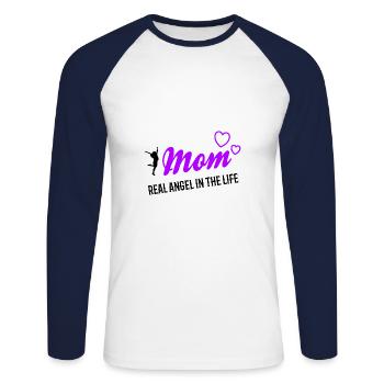 Mama - Unisex Baseballshirt langarm - Weiß/Navy - Vorne - Nik (191cm)