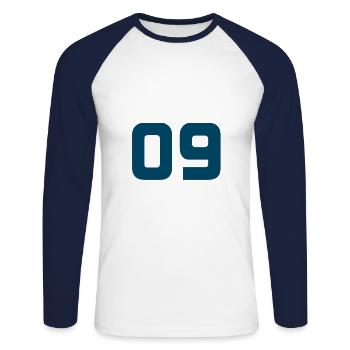 Maillot numéro 9 - Maillot numéro 9 - T-shirt baseball manches longues Homme - blanc/marine - Devant - Nik (191cm)