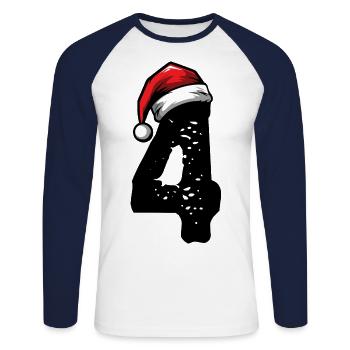 4 Numéro de Noël - T-shirt baseball manches longues Homme - blanc/marine - Devant - Nik (191cm)