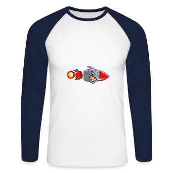 Shark Rocket - T-shirt baseball manches longues Homme - blanc/marine - Devant - Nik (191cm)