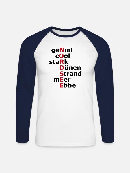 North Sea - Unisex Long Sleeve Baseball T-Shirt - white/navy