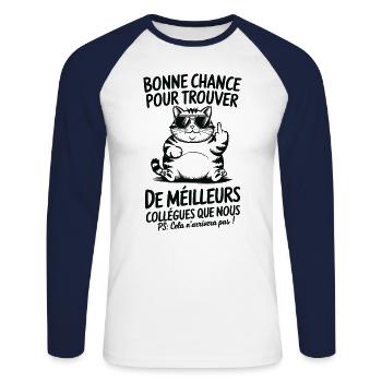 Gift idea departure coworker humor - Unisex Long Sleeve Baseball T-Shirt - white/navy - Front - Nik (191cm)