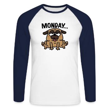 montags mops - Unisex Baseballshirt langarm - Weiß/Navy - Vorne - Nik (191cm)