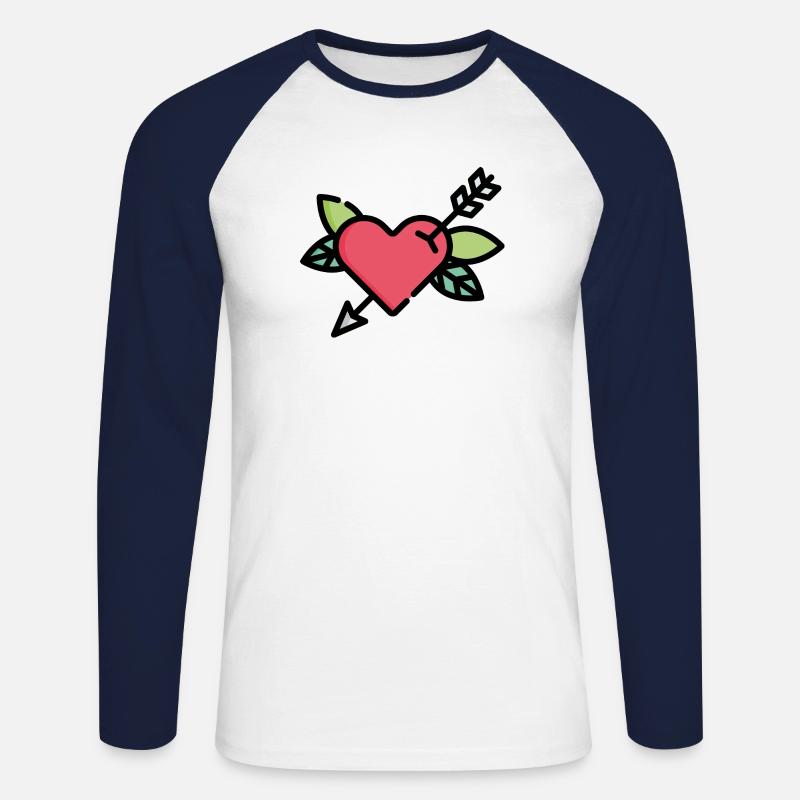 Herz mit Pfeil Geschenk Idee - Unisex Baseballshirt langarm - Weiß/Navy