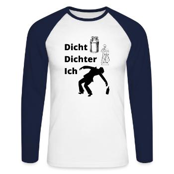 Dicht Dichter Ich - Unisex Baseballshirt langarm - Weiß/Navy - Vorne - Nik (191cm)