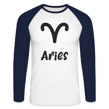 WIDDER - Unisex Baseballshirt langarm - Weiß/Navy - Vorne - Nik (191cm)