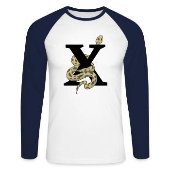 Letter x snake - Unisex Long Sleeve Baseball T-Shirt - white/navy - Front - Nik (191cm)
