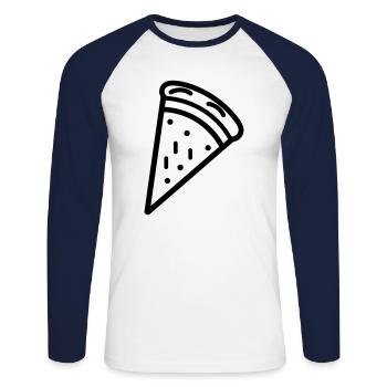 part de pizza - T-shirt baseball manches longues Homme - blanc/marine - Devant - Nik (191cm)